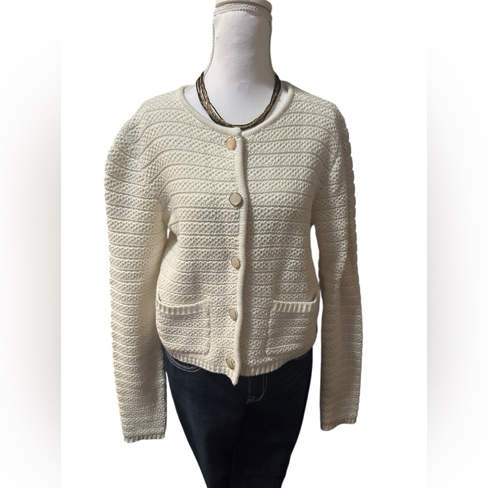 Joie Cream Textured Cardigan size Medium